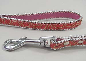 Shining Leather Leash Red Gorgeous