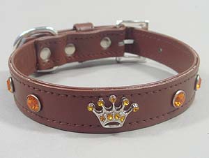 Rhinestones Crown design Collar-coffee